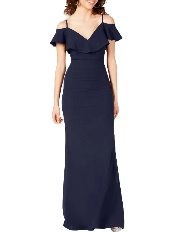 Deal Frenzy Juniors Womens Off-The-Shoulder Popover Evening Dress