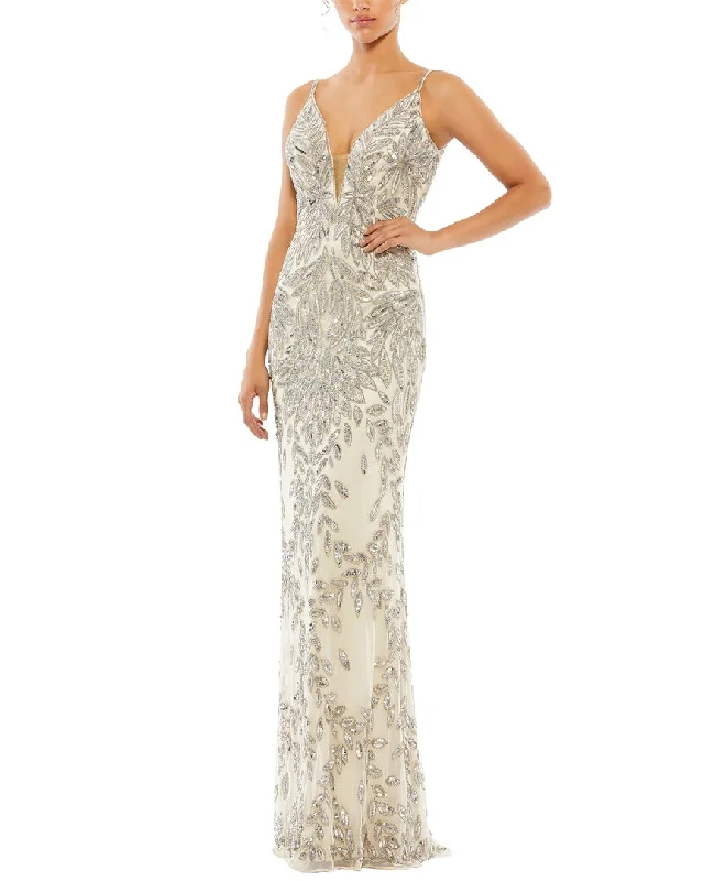 Epic Deals Mac Duggal Sequined Sleeveless Plunge Neck Trumpet Gown