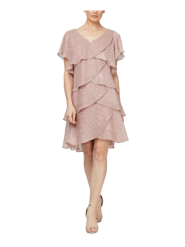 Fantastic Deals Womens Metallic Knee Shift Dress
