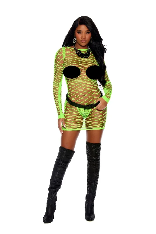 Online Only Diamond Net Bodystocking Dress