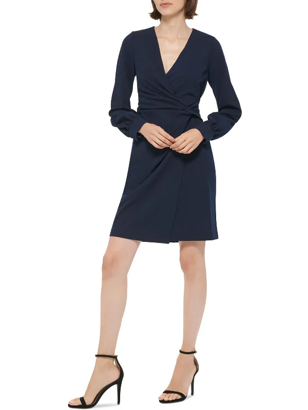 Deal Zone Womens Surplice Above Knee Wrap Dress