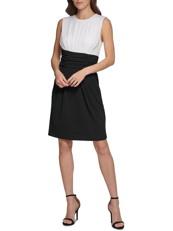 Flash Deals Womens Colorblock Knee Sheath Dress