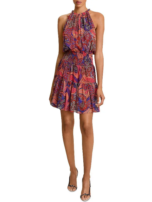 Don't Miss Cory Womens Silk Sleeveless Fit & Flare Dress