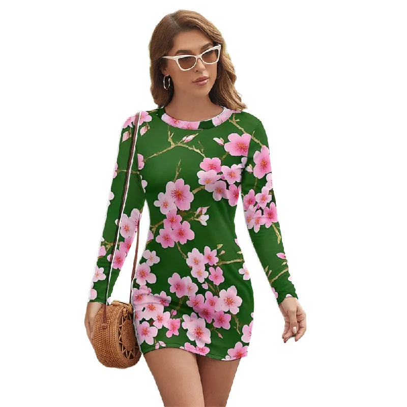 Don’t Miss Out Women's Long Sleeve Round Neck Slim Dress