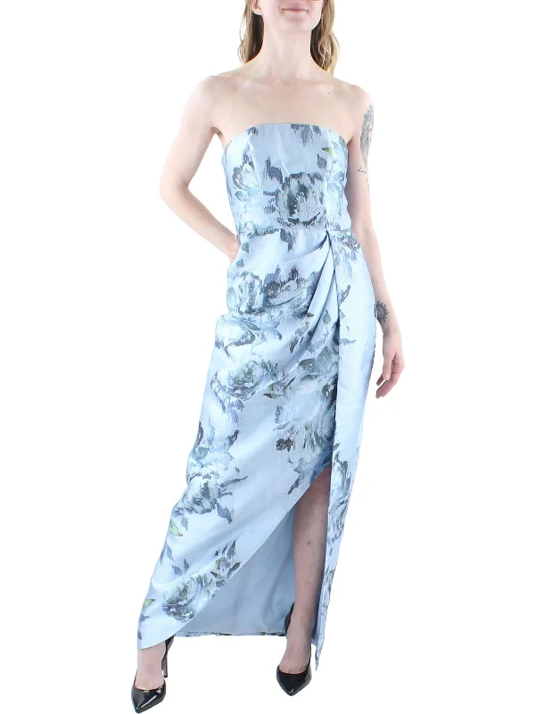 Steals and Deals Womens Floral Strapless Evening Dress