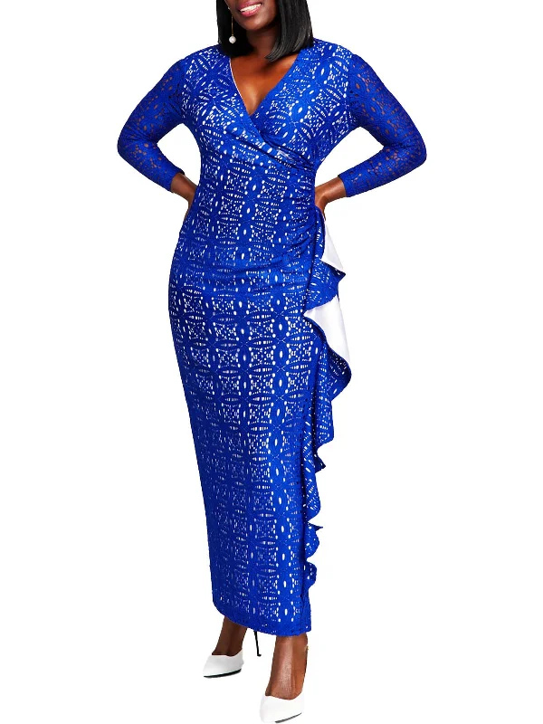 Get It Before It’s Gone Womens Lace Ruffled Maxi Dress