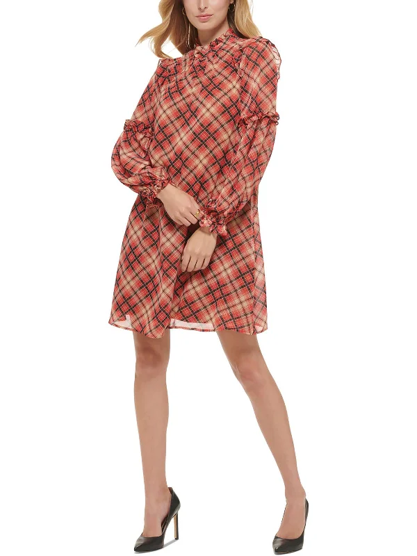 Special Buy Womens Ruffled Chiffon Shift Dress