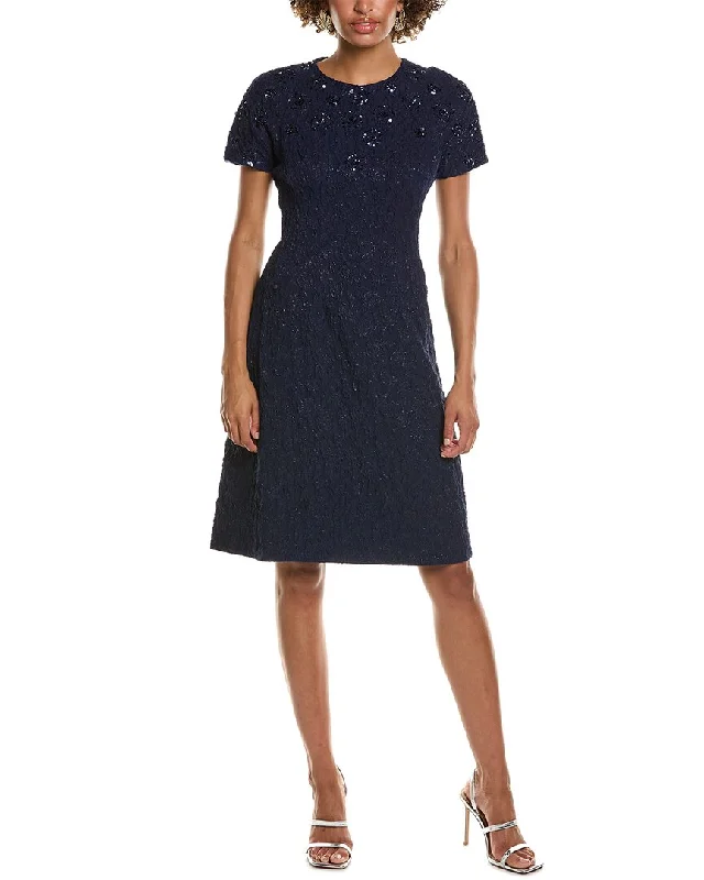 Deep Discounts Teri Jon by Rickie Freeman Metallic Jacquard Jewel A-Line Dress