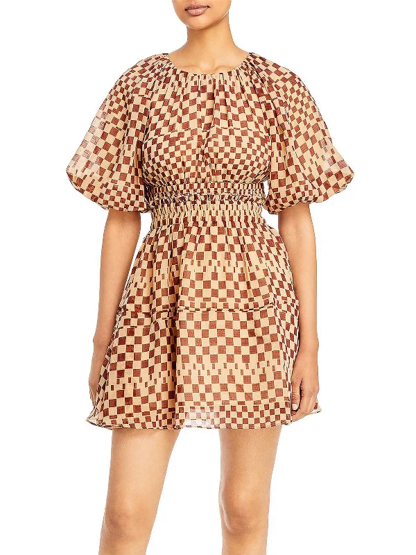 Don’t Miss Out Womens Checkered Fit & Flare Dress