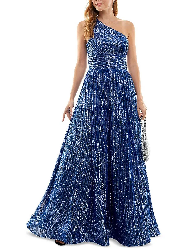 Bargain Prices Juniors Womens Sequined Cold Shoulder Evening Dress