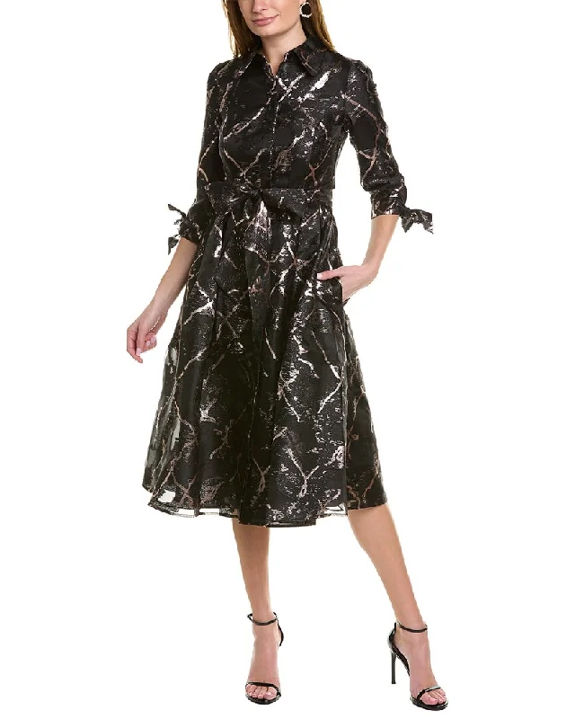 Steals and Deals Teri Jon by Rickie Freeman Metallic Shirtdress