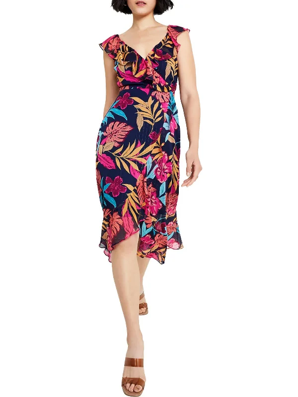 Year-End Sale Womens Midi Ruffled Midi Dress