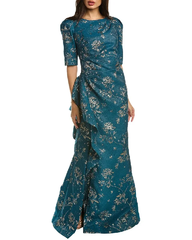 Shop and Save Teri Jon by Rickie Freeman Metallic Jacquard Gown