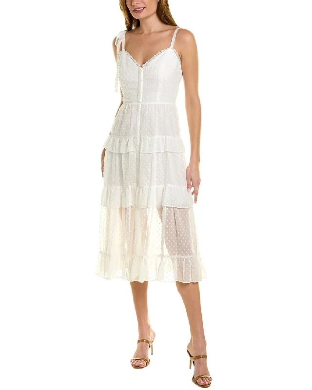 New Deals Marchesa Notte Swiss Dot Midi Dress