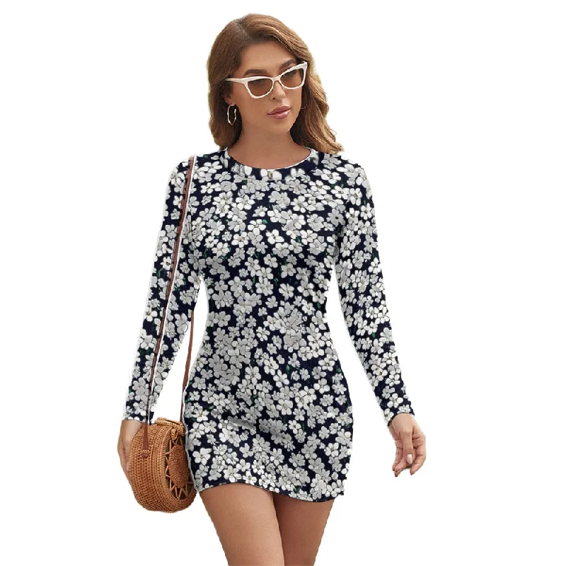 Take Advantage Women's Long Sleeve Round Neck Slim Dress