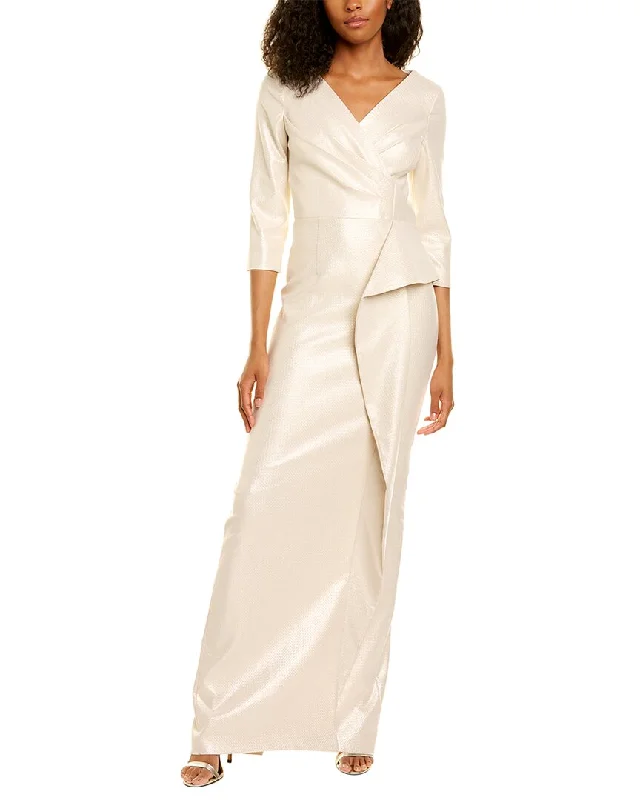 Act Now Teri Jon by Rickie Freeman Jacquard Peplum Gown