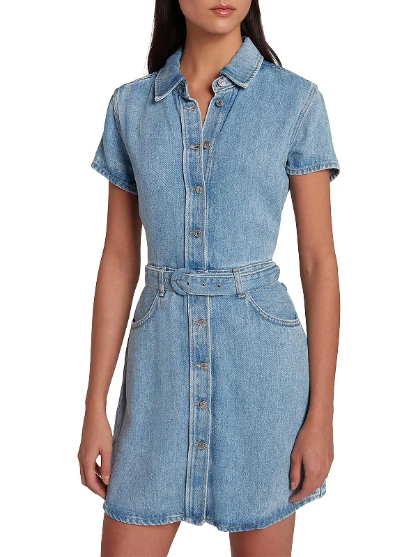 Act Fast Womens Collared Short Shirtdress