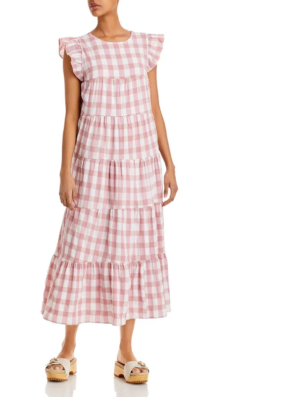 Reduced Prices Womens Gingham Midi Babydoll Dress