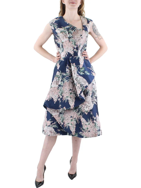 Final Markdown Veronica Womens Jacquard Floral Cocktail and Party Dress