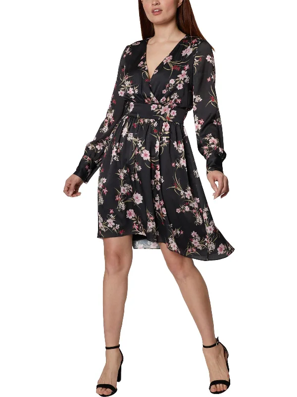Special Discount Womens Surplice Knee Length Fit & Flare Dress