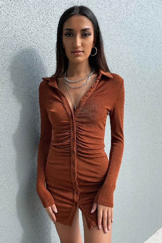 Price Drop Ishka Dress - Brown