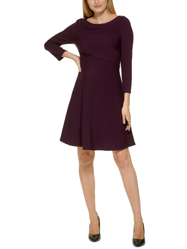 One-DAY Sale Womens Ribbed Knee Fit & Flare Dress