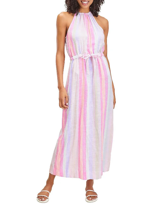 Crazy Savings Womens Striped Halter Maxi Dress