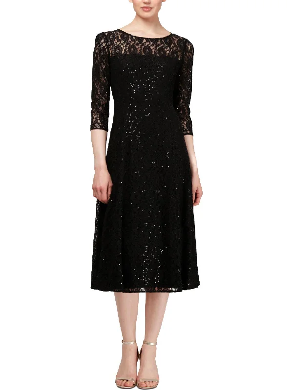 Deal of the Day Womens Sequined Lace Cocktail Dress