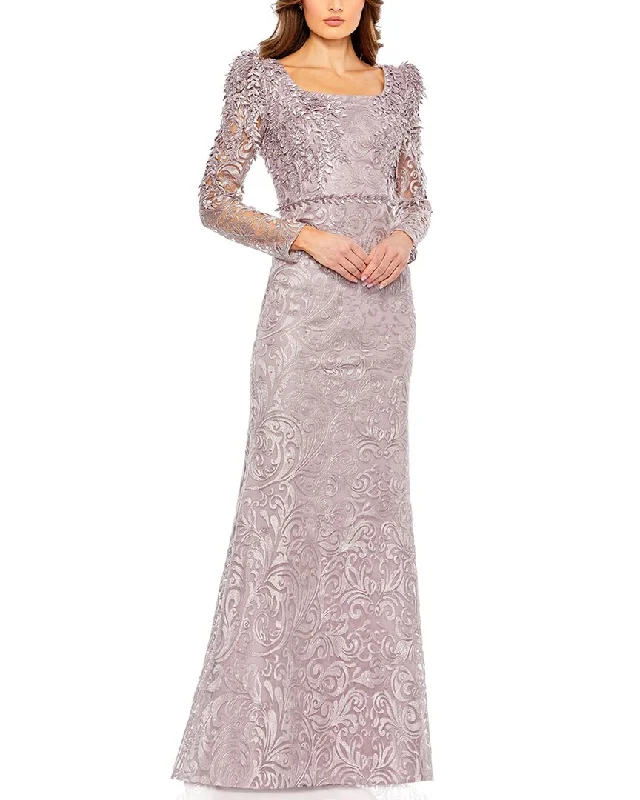 Blowout Deals Mac Duggal Embroidered Applique Shoulder Detail Trumpet Gown