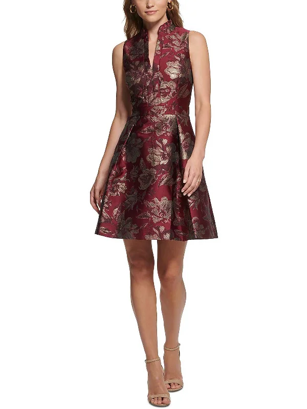 Epic Deals Womens Metallic Jacquard Cocktail and Party Dress