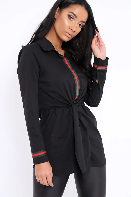 Price Slash Black Stripe Shirt Dress - Idella