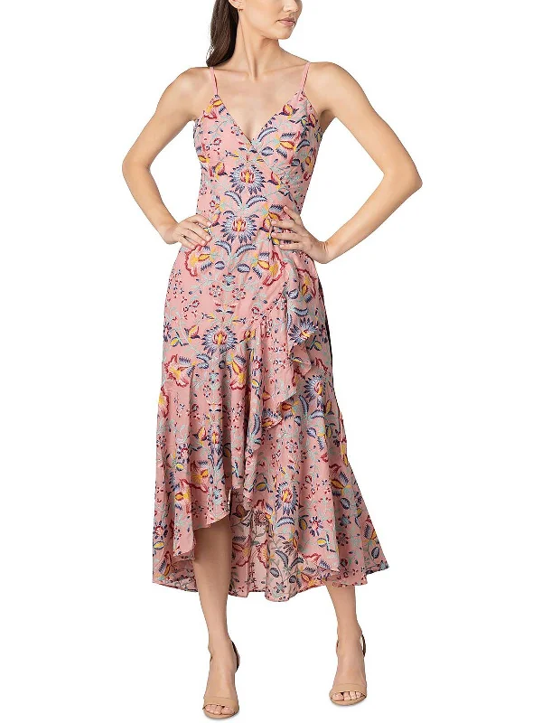 Early Access Womens Embroidered Midi Wrap Dress