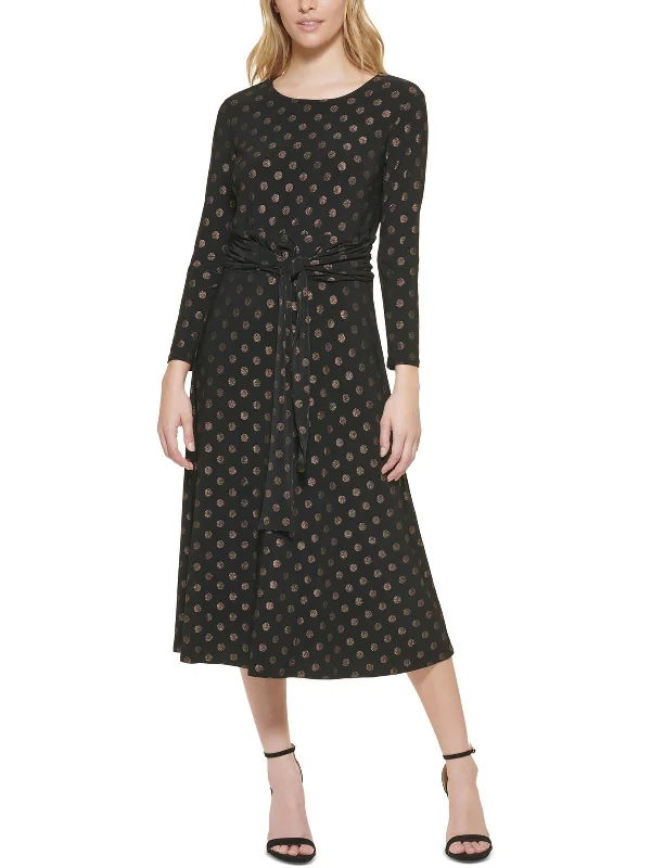 Final Sale Womens Ruched Calf Midi Dress