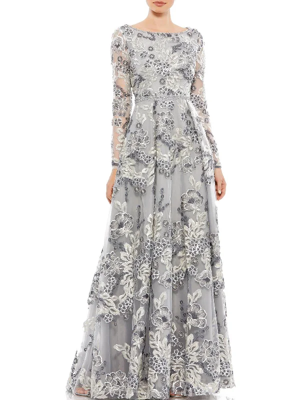 Special Savings Womens Sequined Long Evening Dress