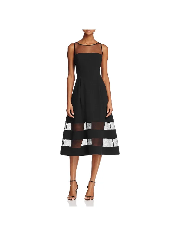 Discount Mania Womens Crepe Mesh Cocktail Dress
