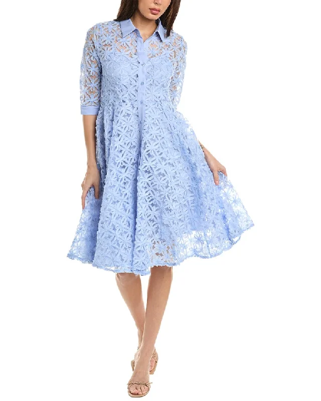 Limited Stock Gracia Mesh Embroidered Shirtdress