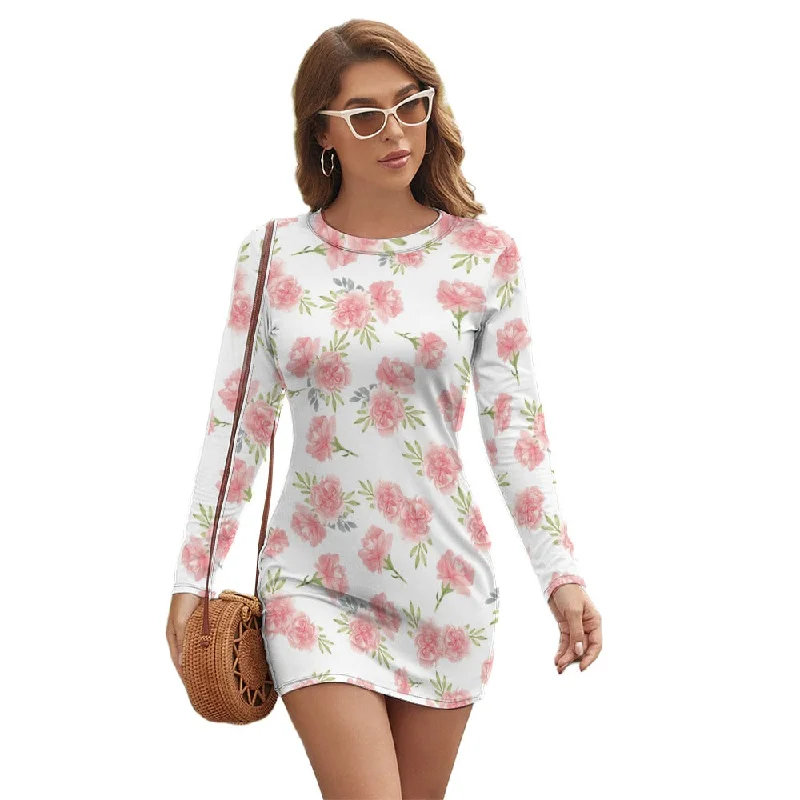 Crazy Deals Women's Long Sleeve Round Neck Slim Dress