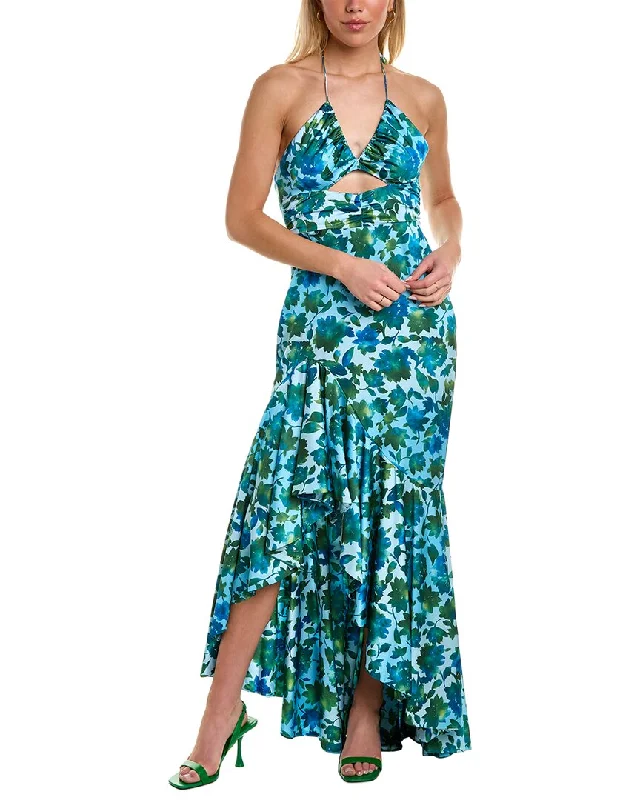 Buy Now AMUR Edie Tie-Neck Maxi Dress