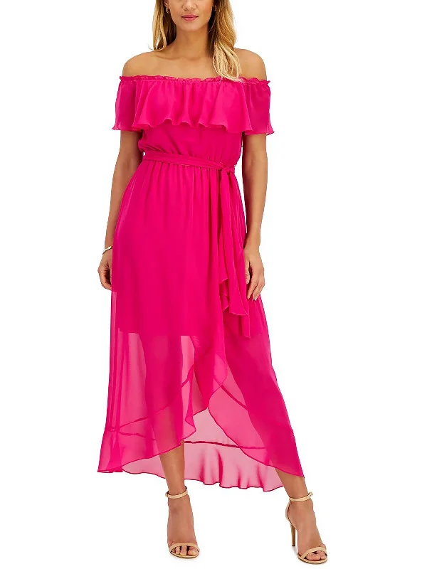 Stock Up and Save Womens Ruffled Belted Maxi Dress