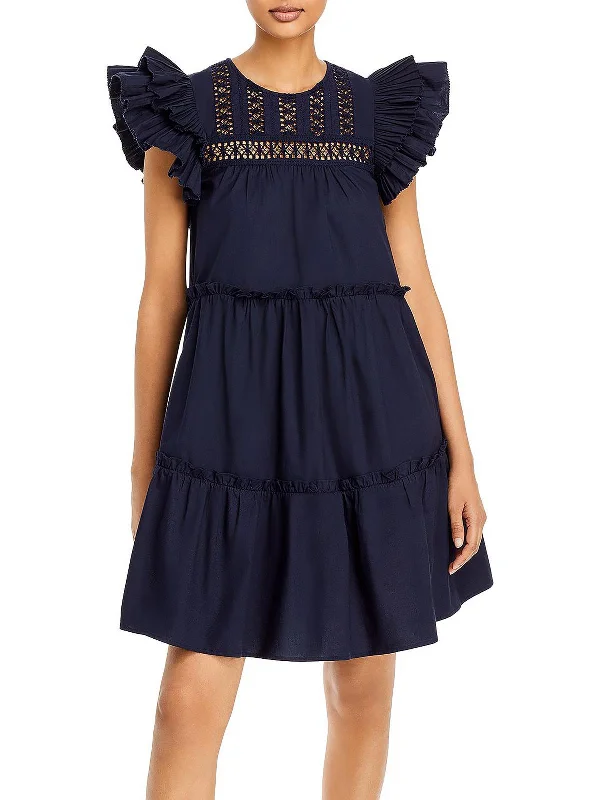 Deal Alert Womens Eyelet Above Knee Tunic Dress