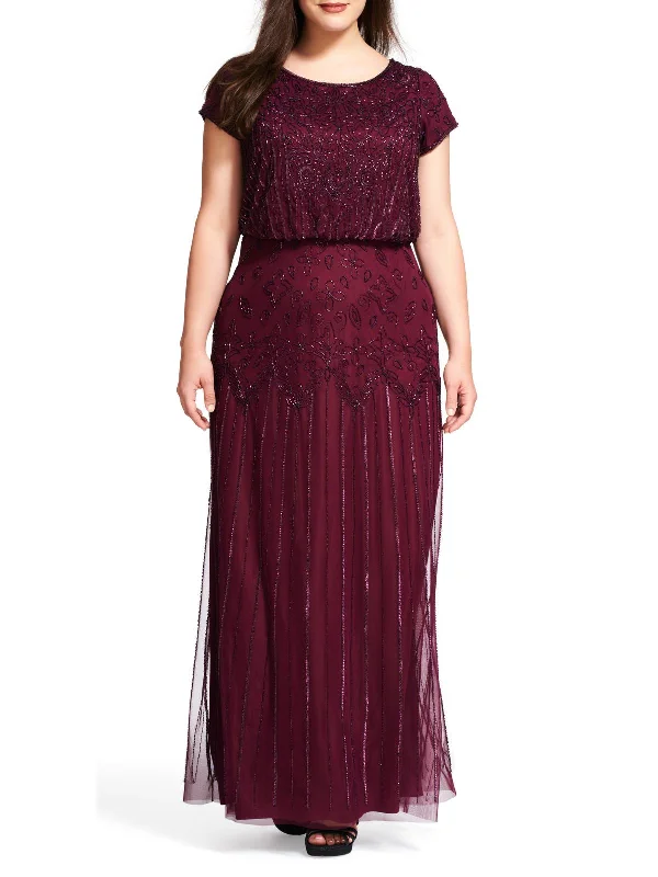 Online Only Plus Womens Embellished Blouson Formal Dress