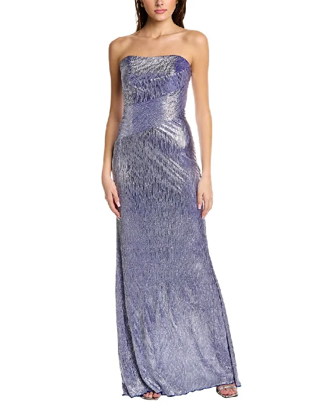 Major Savings Rene Ruiz Strapless Metallic Knit Gown