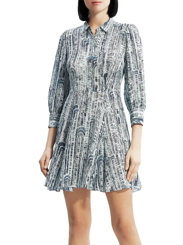 Extra Savings Womens Silk Mini Shirtdress