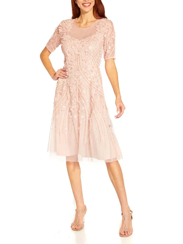 Steals and Deals Womens Floral Embellished Cocktail and Party Dress