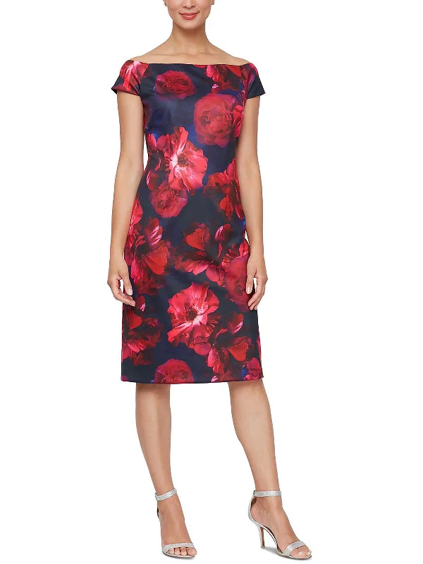 Limited Quantity Womens Floral Knee Sheath Dress