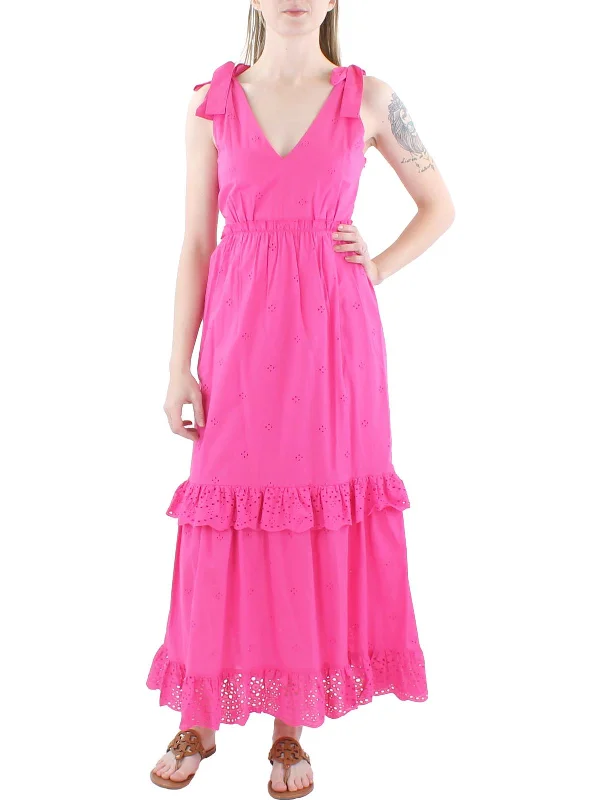 Doorbuster Deal Womens Eyelet Tealength Midi Dress