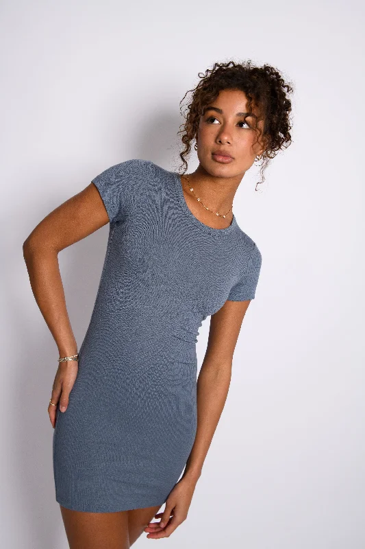 Unbeatable Prices Baby Tee Dress Ribbed - Denim