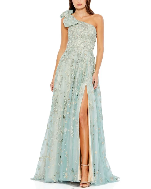 Markdowns Mac Duggal Embellished Bow One-Shoulder A-Line Gown