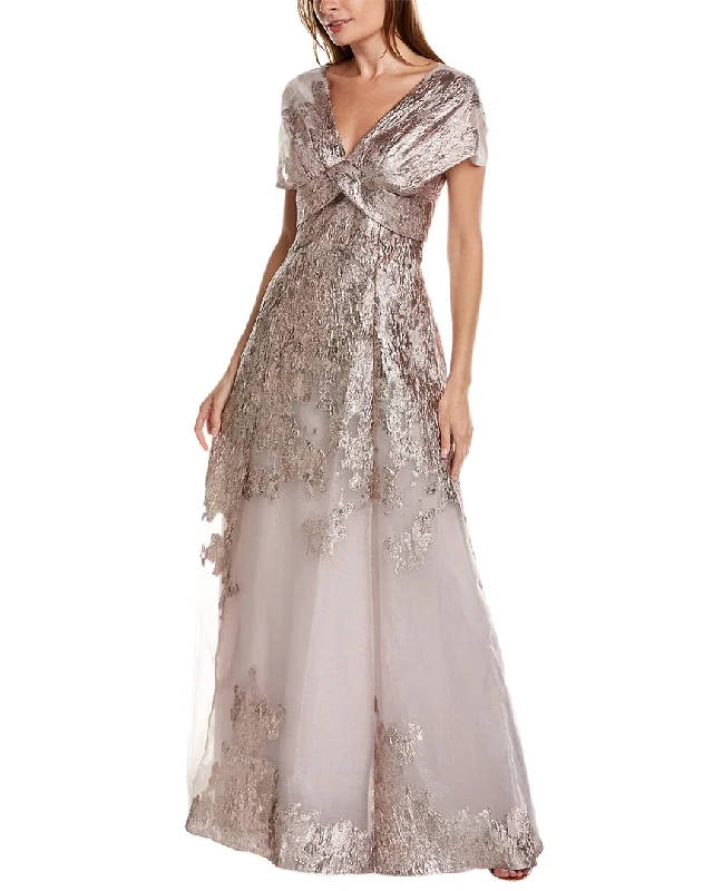 Act Now Teri Jon by Rickie Freeman Metallic Organza Gown