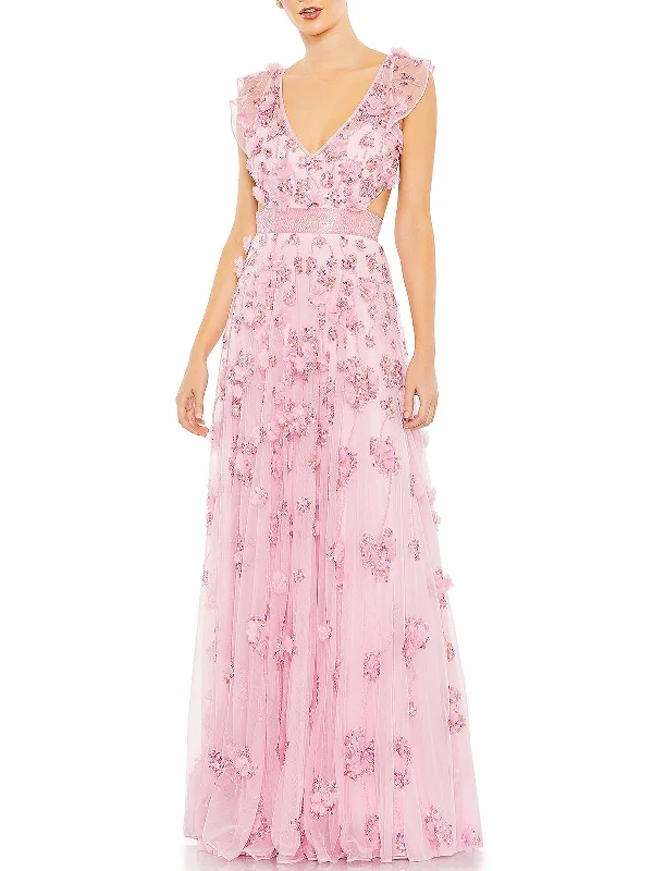 Take Advantage Womens Sequined Maxi Evening Dress